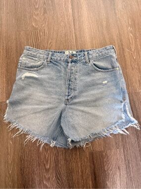 Free People Light Blue Distressed Denim Cutoff Shorts